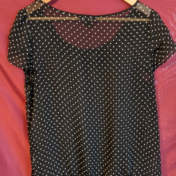 Banana Republic Polka Dot Ruffle Sheer Blouse - M - Picture 2 of 10